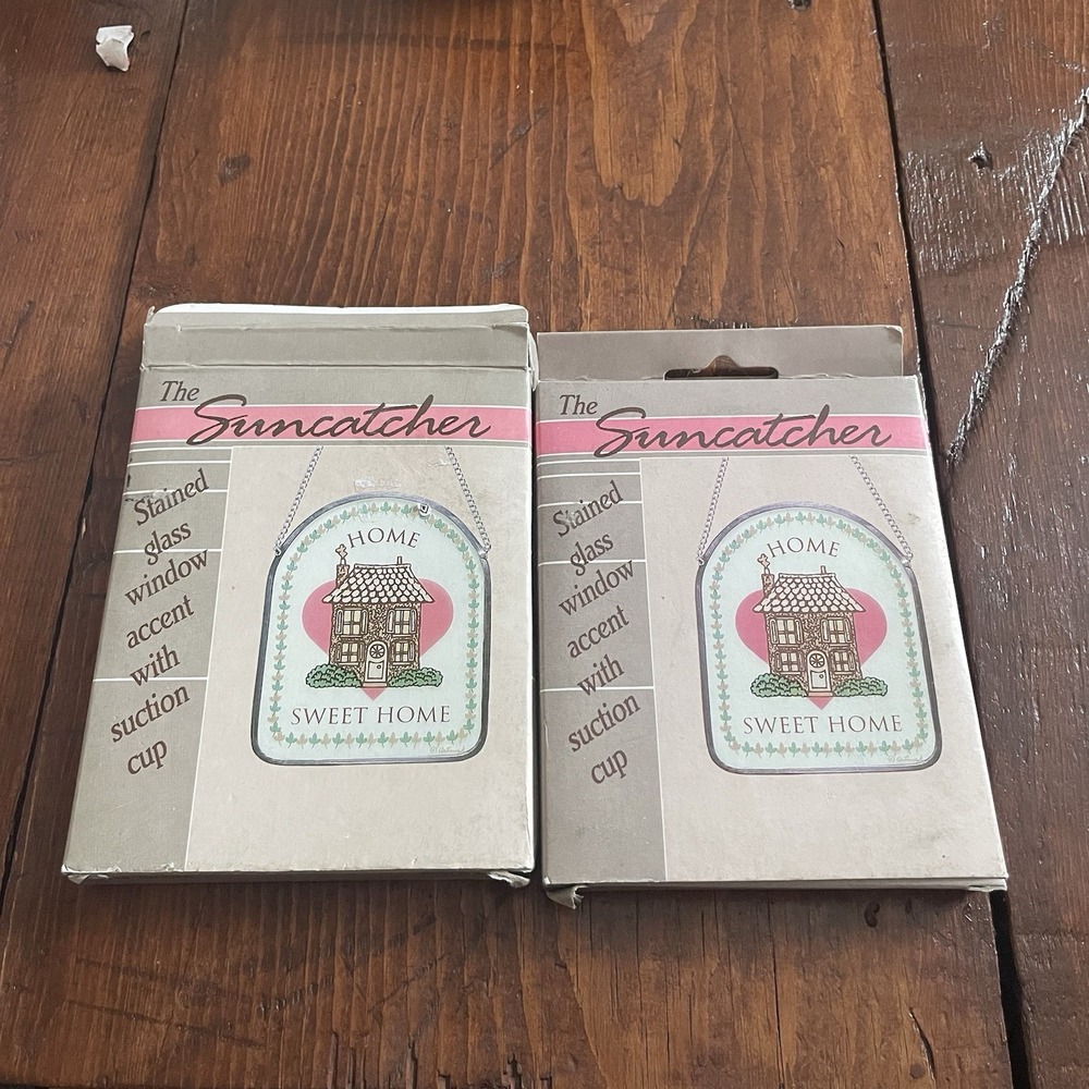 Vintage 1991 Artmark The Suncatcher Home Sweet Home Wall Hanging New Set Of 2